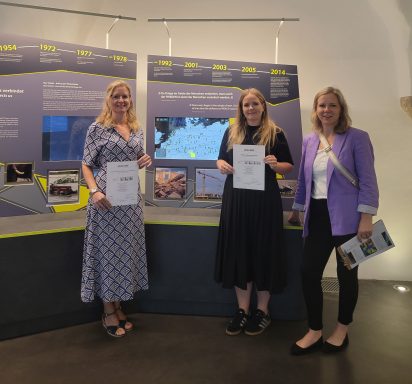 Im Welterbe-Infozentrum. (Judith von Hof (GOSLAR marketing gmbh), L. Dirks, M. Deden (Stiftung Welterbe im Harz)